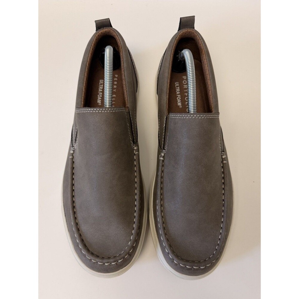 Perry Ellis Portfolio Ultra Foam Slip On Shoes Mens 11.5 M Gray Canvas Loafers